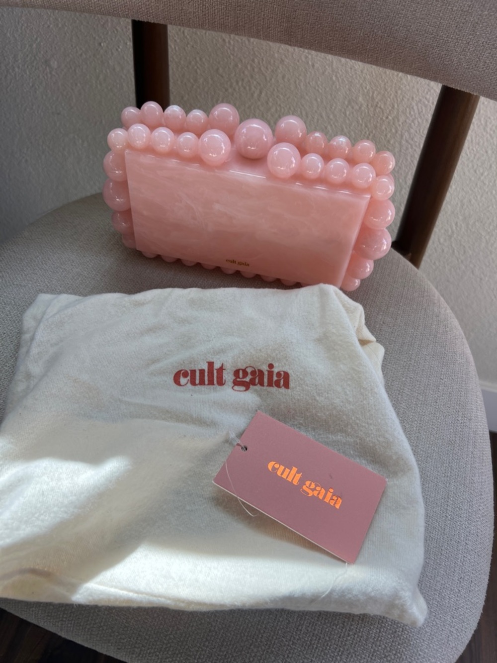 Cult Gaia Pink Mini Ark Acrylic Clutch